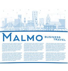 Outline Malmo Sweden City Skyline With Blue