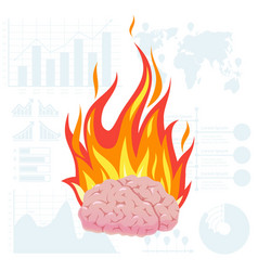 Brain Overheating Burning Head Cartoon Body Part