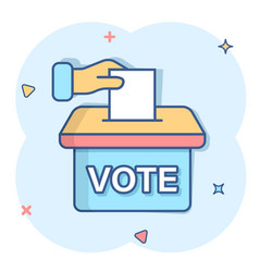 Vote Icon In Comic Style Ballot Box Cartoon On