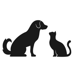 Dog And Cat Silhouette And Pet Shop Friends Pet