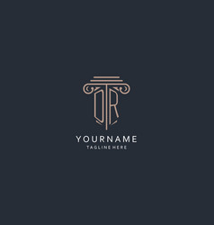 Dr Monogram Logo With Pillar Shape Icon Luxury