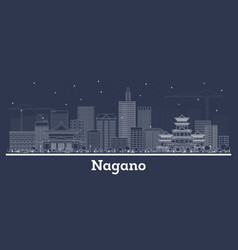 Outline Nagano Japan City Skyline With White