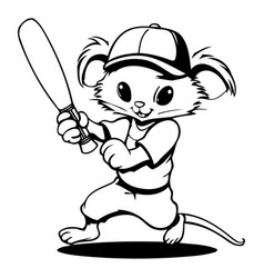 Cute Cartoon Mouse In Baseball Cap