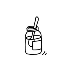 Glass Jar With Spoon Hand Drawn Doodle Style