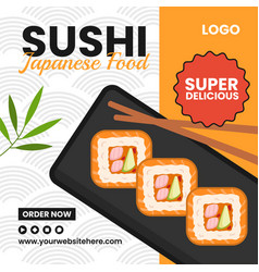 Sushi Japanese Food Social Media Flat Cartoon