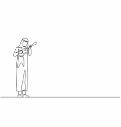 Single One Line Drawing Arab Guy Playing