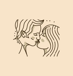 Vintage Of Man And Woman Kissing