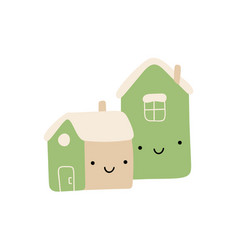 Couple Of Happy Love Smilling Doodle Houses