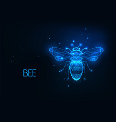 Futuristic Glowing Low Polygonal Honey Bee