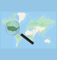 Map World With A Magnifying Glass On A