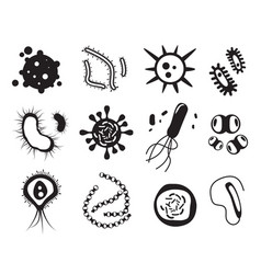 Microbes Silhouettes Bacteria And Viruses Biology