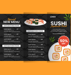 Sushi Japanese Food Brochure Flat Cartoon Hand