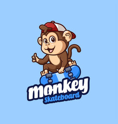 Monkey Skateboard Mascot Cartoon