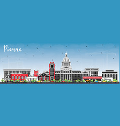 Pierre South Dakota City Skyline With Color