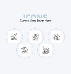 Corona Virus Super Hero Line Icon Pack 5