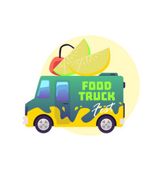 Food Truck Vehicle Sells Fresh Juice Smoothie