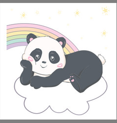 Hand Drawn Cute Panda Unicorn And Rainbow