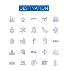 Destination Line Icons Signs Set Design