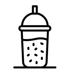 Plastic smoothie glass icon outline style Vector Image