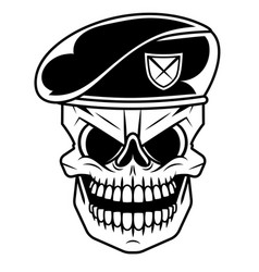 Vintage Monochrome Soldier Skull In Beret