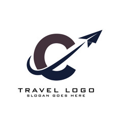 Letter C Travel Logo Icon Design With Plane