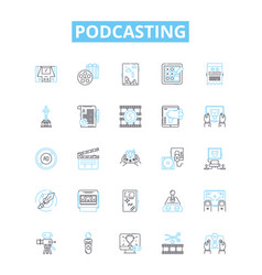 Podcasting Line Icons Set Streaming