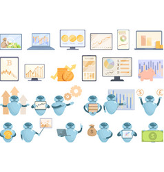 Trade School Icons Set Cartoon Money