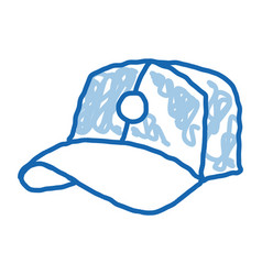 Baseball Cap Hat Doodle Icon Hand Drawn