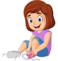 Cartoon Little Girl Tie Shoe Shoelace