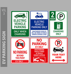 Set Of Electric Vehicle Ev Parking And Prohibited