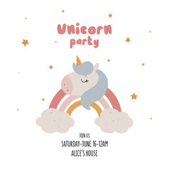 Unicorn Party Invitation With Magic Unicorn