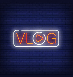 Vlog Neon Sign With Play Button