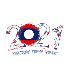 Happy New 2021 Year With Flag Laos