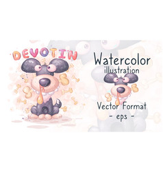 Watercolor Cartoon Character Dog Pretty Animal