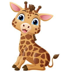 Cute Little Giraffe Cartoon Sitting