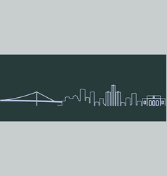 Detroit Single Line Skyline