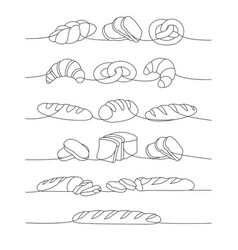 Set Of Bakery Products One Line Continuous Drawing