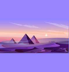 Egypt Pyramids And Nile River In Dusk Desert