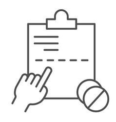 Patient Questionnaire And Pills Thin Line Icon