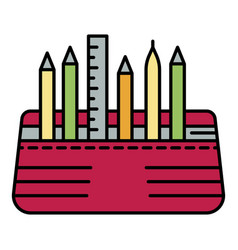 Pencil Box Icon Color Outline