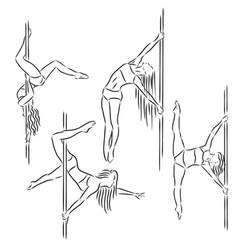 Beautiful Girl Pole Dance Dancer Sketch