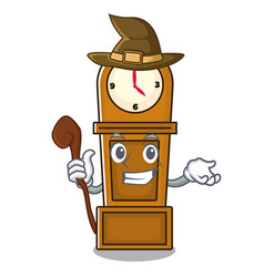 Witch Grandfather Clock Mascot Cartoon