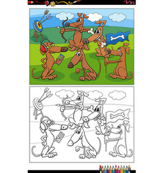 Cartoon Dogs Animal Characters Group Coloring Page