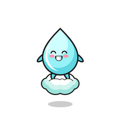 Cute Water Drop Riding A Floating Cloud