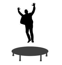 Isolated Silhouette Man In Suit Jumping