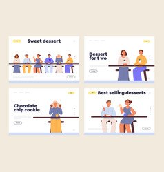 People Eating Desserts Concept Of Landing Pages