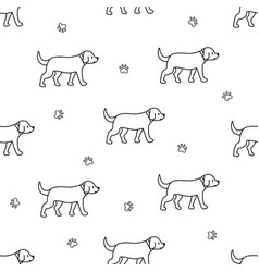 Seamless Pattern Cartoon Dog And Paw Prints