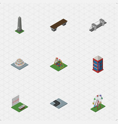 Isometric City Set Of Dc Memorial Bench Highway