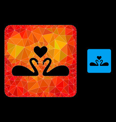 Polygonal Love Swans Icon With Orange