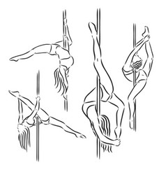 Beautiful Girl Pole Dance Dancer Sketch